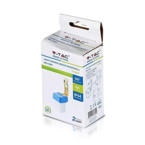 Czujnik zmierzchu światła 6A 1400W 5-15LUX V-TAC VT-8019
