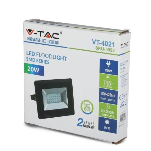 Naświetlacz LED V-TAC 20W SMD E-series czarny VT-4021 Kolor Czerwony