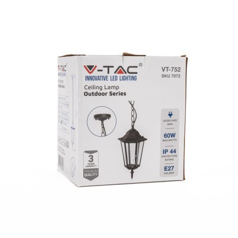 Oprawa zwieszana ogrodowa na łańcuchu V-TAC lamp czarny mat VT-752