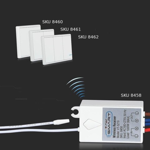 Przełącznik bezprzewodowy potrójny IP54 do SKU 8458 8459 V-TAC VT-5133