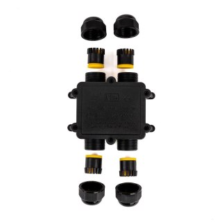Puszka złączka mufa hermetyczna 4x4Pin czarna 0.5-4mm2 średnica przewodu 8-12mm IP68 V-TAC VT-871
