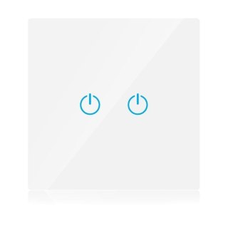 Włącznik szklany smart WI-FI V-TAC podwójny biały Amazon Alexa Google Home Nest VT-5004