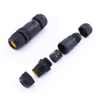 Złączka mufa hermetyczna 2x3Pin czarna 0.5-1.5mm2 średnica przewodu 5-9mm IP68 V-TAC VT-868