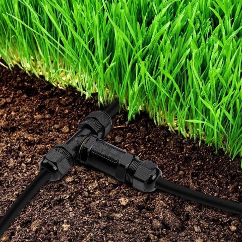 Złączka mufa hermetyczna 3x3Pin czarna trójnik 0.5-4mm2 średnica przewodu 8-12mm IP68 V-tacc VT-869