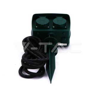 Gniazda ogrodowe V-TAC 2 gniazda 3m szpilka do wbijania IP44 schuko timer VT-1112-3