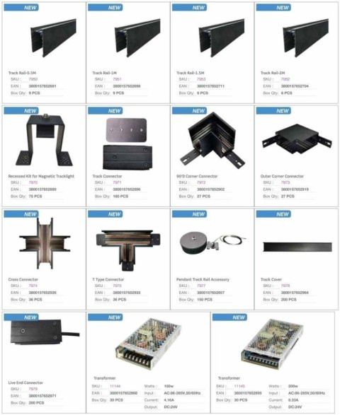 Łącznik szynoprzewód magnetyczny 24V 90st V-TAC