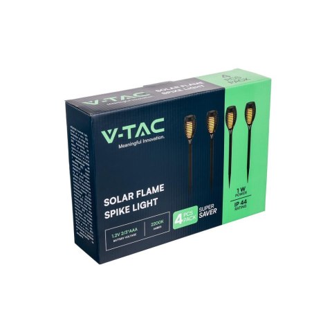 Lampa solarna zestaw 4szt V-TAC wbijana 1W LED 50cm 6 godzin (opak. 4szt) VT-724 2200K