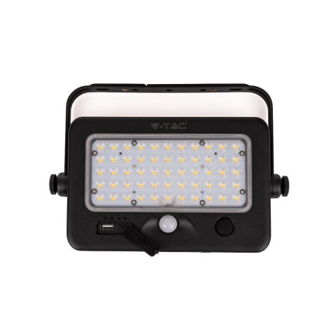 Naświetlacz LED solarny V-TAC 10W USB czarny IP65 VT-788-10 4000K 1100lm