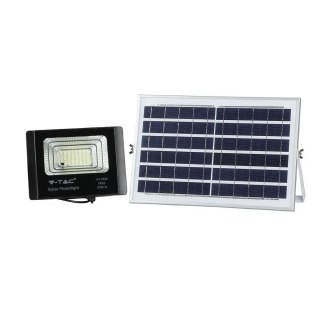 Naświetlacz LED solarny V-TAC 12W czarny IP65 pilot timer VT-25W 4000K 550lm