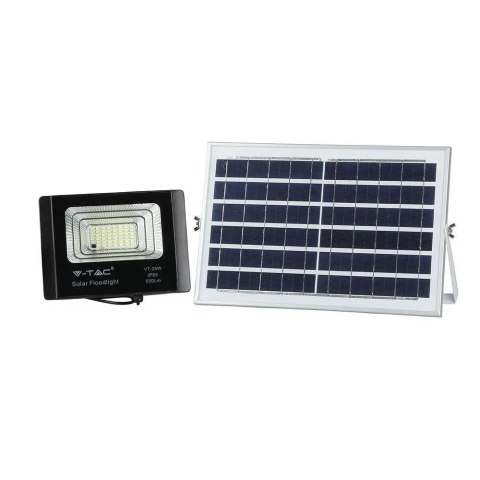 Naświetlacz LED solarny V-TAC 12W czarny IP65 pilot timer VT-25W 6000K 550lm