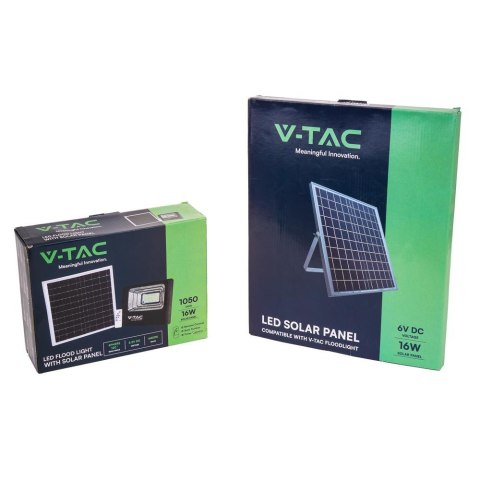 Naświetlacz LED solarny V-TAC 16W czarny IP65 pilot timer VT-40W 6000K 1050lm