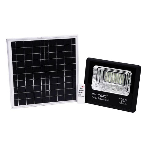 Naświetlacz LED solarny V-TAC 20W czarny IP65 pilot timer VT-60W 6000K 1650lm