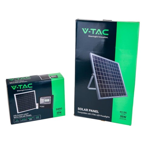 Naświetlacz LED solarny V-TAC 35W czarny IP65 pilot timer VT-100W 4000K 2450lm