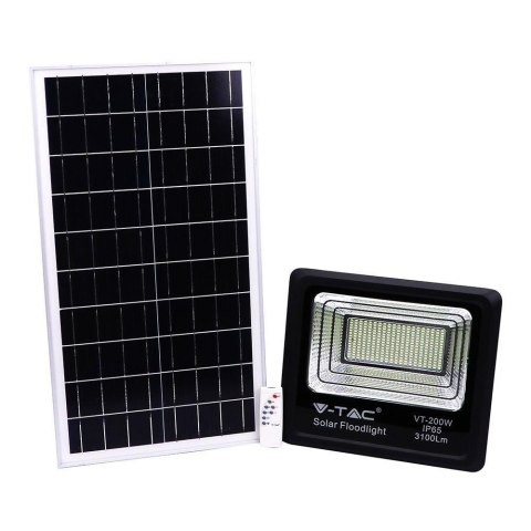 Naświetlacz LED solarny V-TAC 40W czarny IP65 pilot timer VT-200W 4000K 3100lm