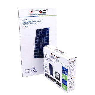 Naświetlacz LED solarny V-TAC 40W czarny IP65 pilot timer VT-200W 4000K 3100lm