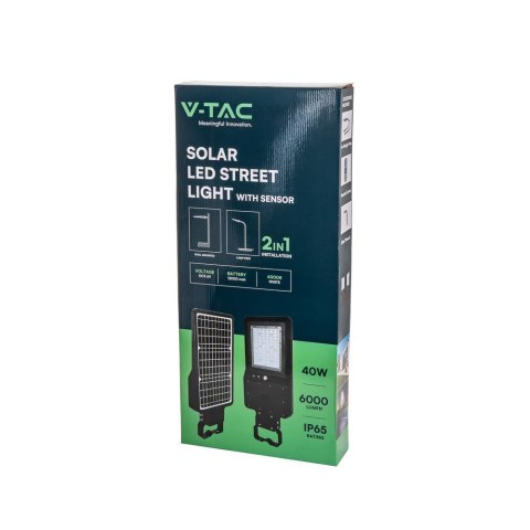 Naświetlacz oprawa uliczna V-TAC solarna 15W LED czarna ST-15 6000K 1600lm