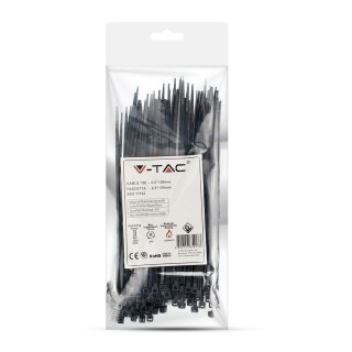 Opaski zaciskowe V-TAC 2.5x150mm czarna 8kg Nylon66 (opak. 100szt)