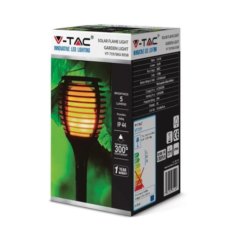 Oprawa ogrodowa V-TAC solarna 4 funkcje efekt płomienia VT-719 2200K 5lm