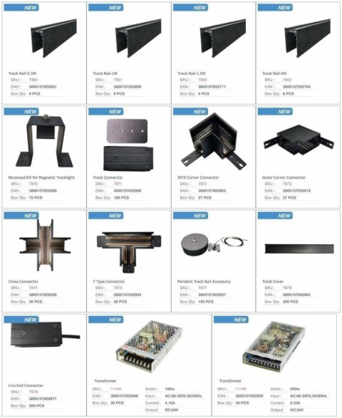 Oprawa szynoprzewód magnetyczny 24V V-TAC 3W LED czarna CRI90+UGR19 VT-4143 4000K 240lm 3 lata gwarancji