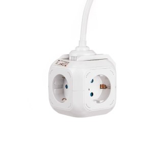 Przedłużacz kostka 4 gniazda 2 gniazda USB 1.55MM 1.4M V-TAC VT-1154-2