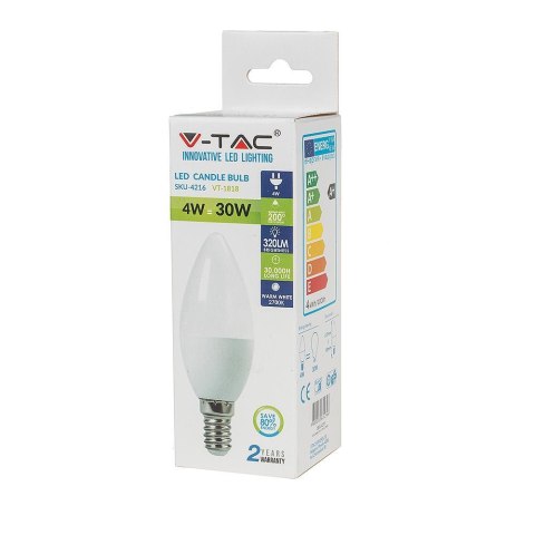 Żarówka LED V-TAC 4W E14 świeca VT-1818 4000K 320lm