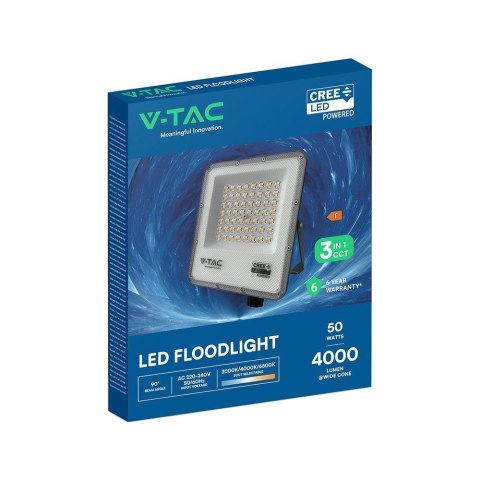 Naświetlacz LED V-TAC CREE CHIP 50W LED 3w1 CCT 135Lm/W VT-44058CCT 3000K-4000K-6500K 4000lm 6 lat gwarancji