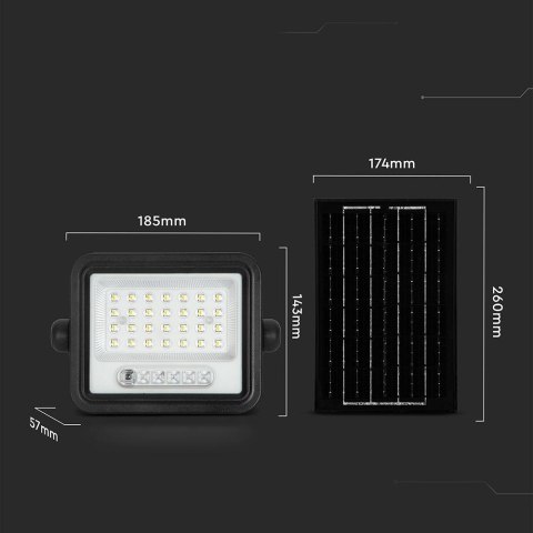 Naświetlacz LED solarny V-TAC 6W CCT pilot auto timer IP65 czarny VT-54W 700lm 3 lata gwarancji