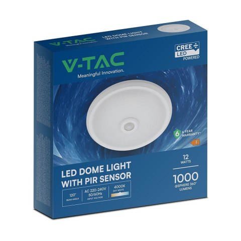 Oprawa sufitowa plafoniera V-TAC 12W LED CREE CHIP czujnik ruchu VT-13 4000K 900lm 6 lat gwarancji