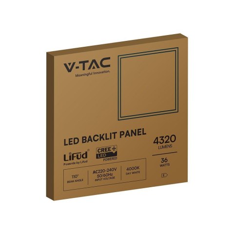 Panel LED V-TAC 36W 60x60 LED CREE CHIP zasilacz LIFUD backlight 33mm 120Lm/W VT-61036 6500K 4320lm 6 lat gwarancji