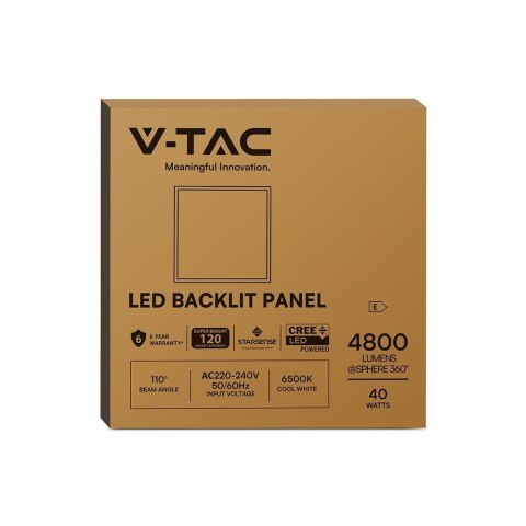 Panel LED V-TAC 40W 60x60 LED CREE CHIP zasilacz STARSENSE backlight 33mm 120Lm/W VT-61044 6500K 4800lm 6 lat gwarancji