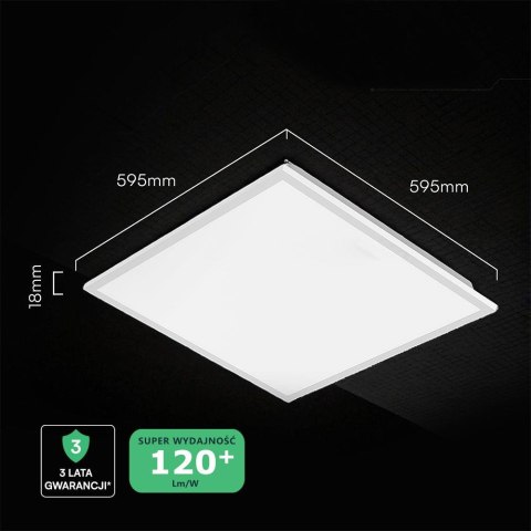 Panel LED V-TAC 40W 60x60 slim 18mm 120Lm/W VT-61041 4000K 4800lm 3 lata gwarancji