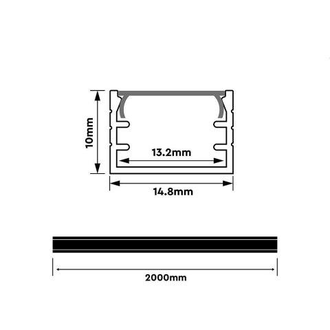 Profil do LED zestaw, ALU anodowany V-TAC 2mb klosz mleczny 15x10mm VT-81129 5 lat gwarancji