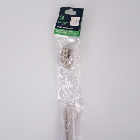 Profil do LED zestaw, ALU anodowany V-TAC 2mb klosz mleczny 17x10mm VT-71008 5 lat gwarancji