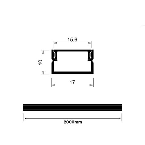 Profil do LED zestaw, ALU anodowany V-TAC 2mb klosz mleczny 17x10mm VT-71008 5 lat gwarancji