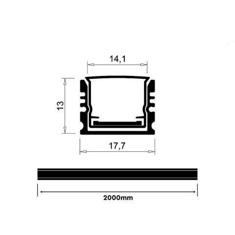 Profil do LED zestaw, ALU anodowany V-TAC 2mb klosz mleczny 17,7x13mm VT-71005 5 lat gwarancji