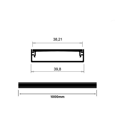 Profil do LED zestaw, ALU anodowany V-TAC 2mb klosz mleczny 39,8x9,8mm VT-71001 5 lat gwarancji