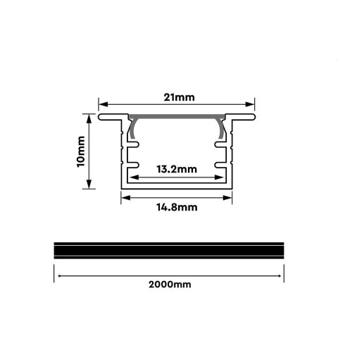 Profil do LED zestaw, ALU anodowany wpuszczany V-TAC 2mb klosz mleczny 15x10mm VT-81130 5 lat gwarancji