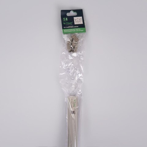 Profil do LED zestaw, ALU anodowany wpuszczany V-TAC 2mb klosz mleczny 17x10mm VT-71007 5 lat gwarancji