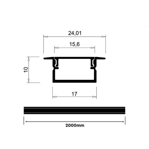Profil do LED zestaw, ALU anodowany wpuszczany V-TAC 2mb klosz mleczny 17x10mm VT-71007 5 lat gwarancji