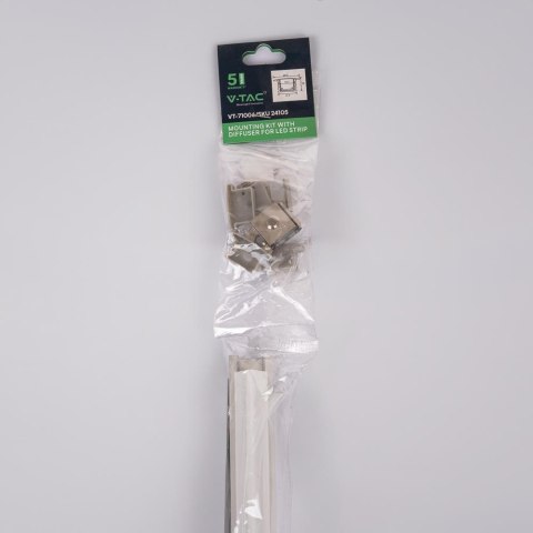 Profil do LED zestaw, ALU anodowany wpuszczany V-TAC 2mb klosz mleczny 17,7x13mm VT-71006 5 lat gwarancji