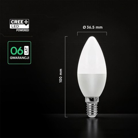 Żarówka LED V-TAC CREE CHIP 6,5W E14 świeca VT-268 3000K 600lm 6 lat gwarancji