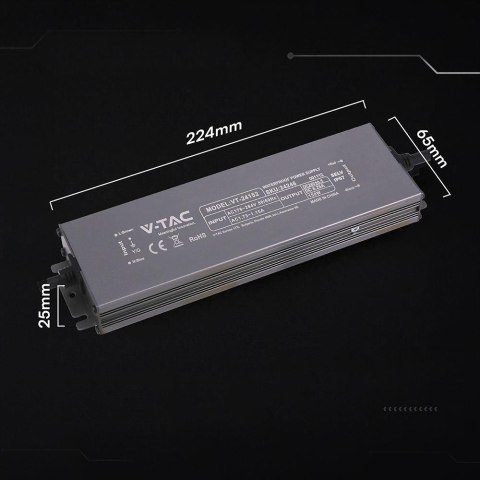 Zasilacz do LED hermetyczny SLIM V-TAC 150W 24V 6.25A IP67 filtr EMI VT-24152