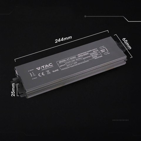 Zasilacz do LED hermetyczny SLIM V-TAC 200W 24V 8.25A IP67 filtr EMI VT-24202