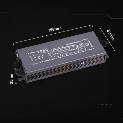 Zasilacz do LED hermetyczny SLIM V-TAC 60W 12V 5A IP67 filtr EMI VT-13060