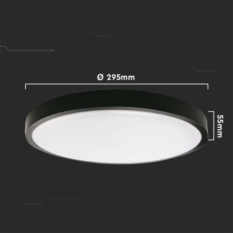 Oprawa sufitowa plafoniera V-TAC 24W LED okrągły IP44 30cm czarny VT-8624B-RD 4000K 2400lm
