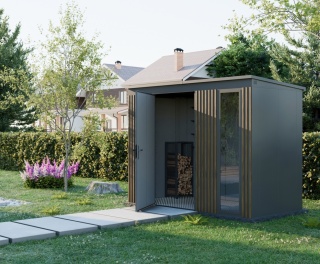 Domek narzędziowy z lamelami i oknem 2,86x1,36m
