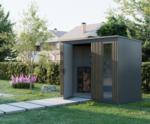 Domek narzędziowy z lamelami i oknem 2,86x1,36m