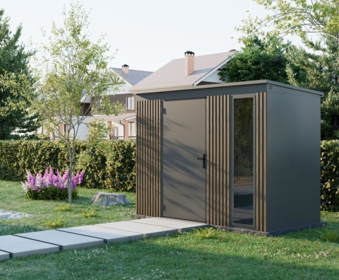 Domek narzędziowy z lamelami i oknem 2,86x1,36m