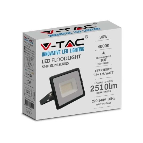 Naświetlacz LED V-TAC 30W SMD E-series czarny VT-4031 6500K 2510lm