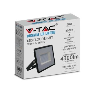 Naświetlacz LED V-TAC 50W SMD E-series czarny VT-4051 4000K 4300lm